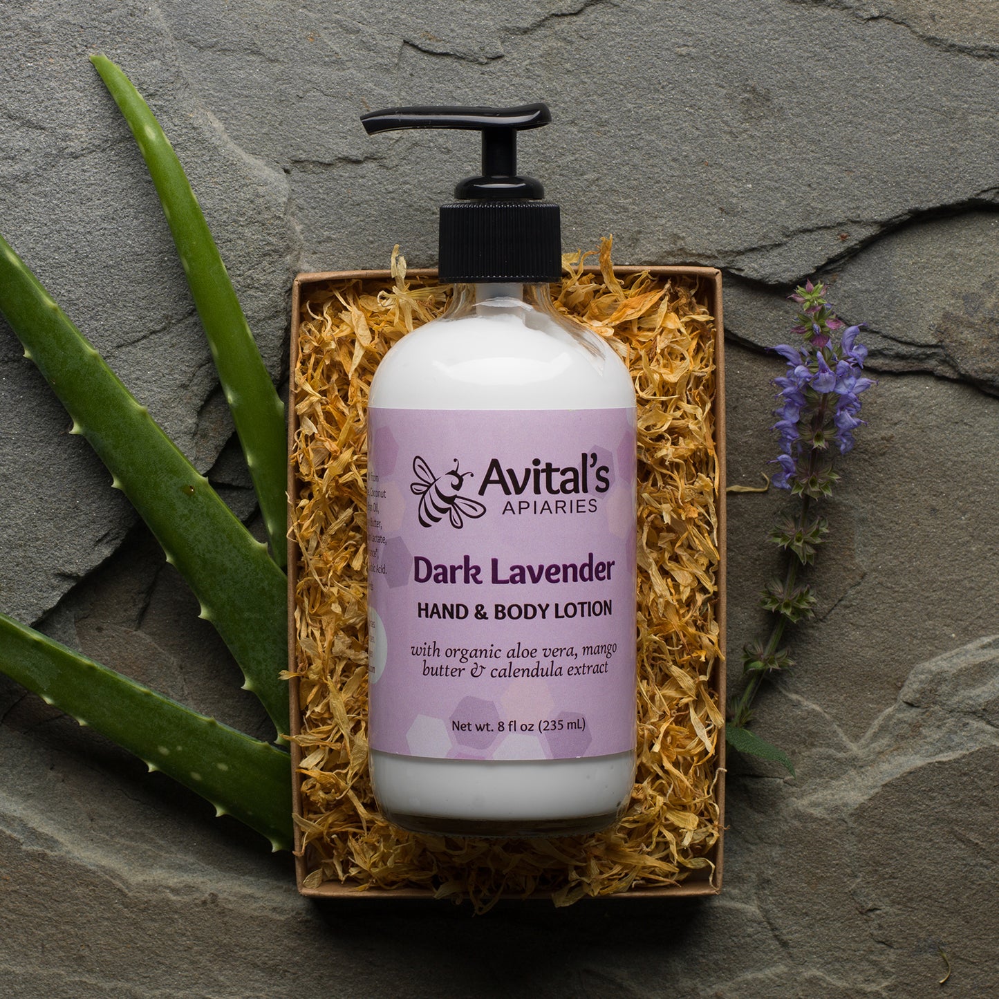 
                  
                    Organic Aloe & Mango Butter Lotion: Dark Lavender
                  
                